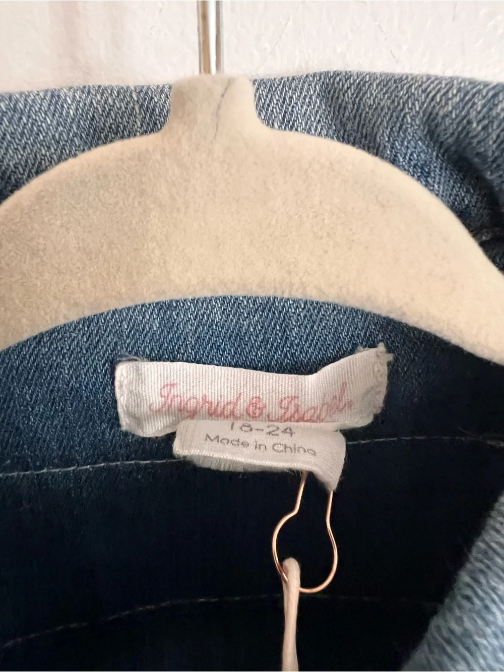 Ingrid & Isabel Light Blue Denim Jacket with Red 'BABE' Patch